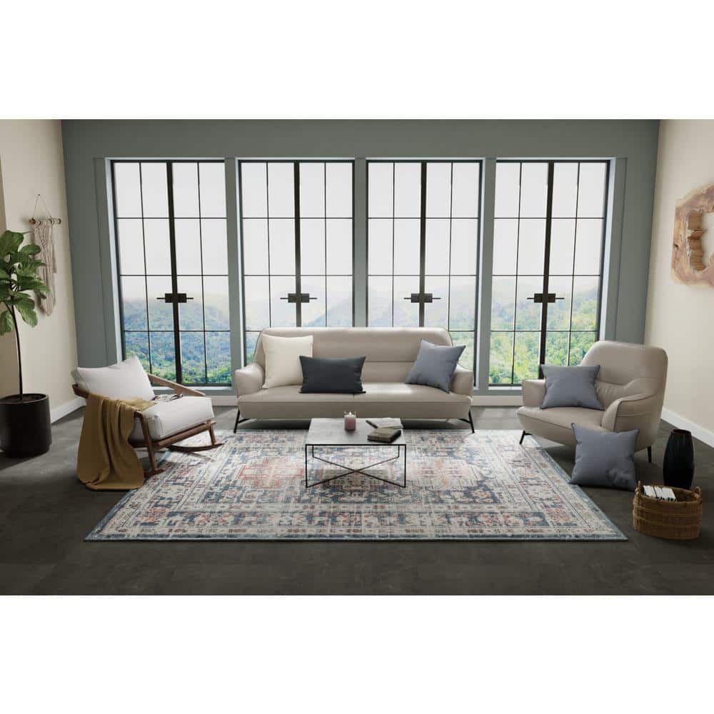 Sundara Vintage Gray Medallion 8'x10' Farmhouse Area Rug