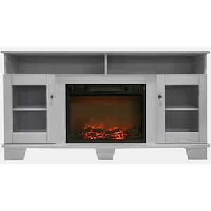 Savona 59 in. Electric Fireplace in White