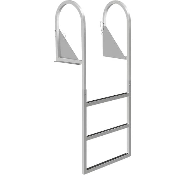 VEVOR Dock Ladders 3 Step 350 lbs. Load Non-Corrosion Aluminum Flip Up Swim Ladder with Rubber Mat for Above Ground Pool