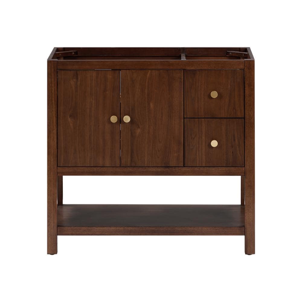 Zoe 36" Walnut Single Vanity with Matte Gold Hardware