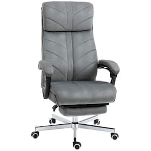 High-Back Executive Office Chair with Footrest, Microfiber Computer Chair with Reclining Function and Armrest, Gray