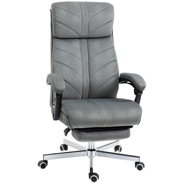 Vinsetto High-Back Executive Office Chair with Footrest, Microfiber Computer Chair with Reclining Function and Armrest, Gray
