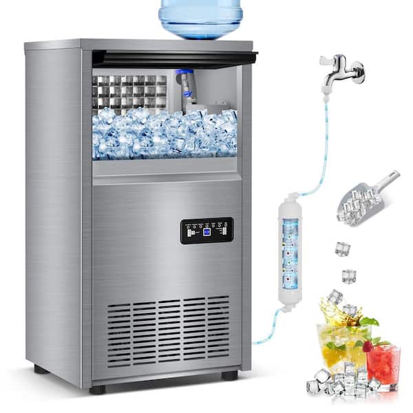 14.57 in. Stainless Steel 140 lb. /24 H Freestanding Commercial Ice Maker Full Size Ice Cubes with 40 lbs. Ice Storage