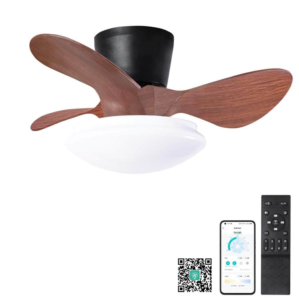 MODERN HABITAT SilentSpin 24 In Smart Indoor Walnut Ceiling Fan With