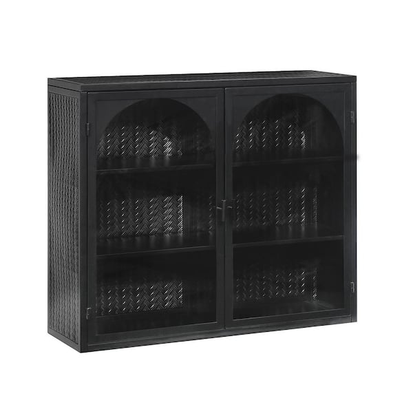 Woven 28 in. W x 9 in. D x 24 in. H Bathroom Storage Wall Cabinet in Black