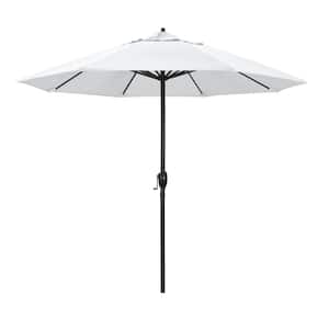 9 ft. Black Aluminum Market Patio Umbrella Auto Tilt in Natural Sunbrella