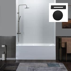 60 in. x 30 in. Acrylic Soaking Alcove Rectangular Bathtub with Left Drain and Overflow in White with Matte Black