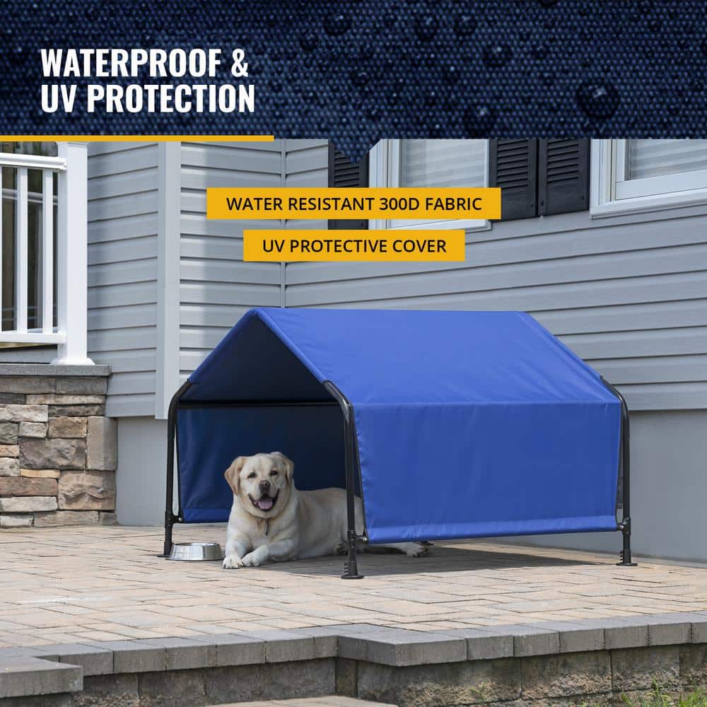 Blue Galvanized Steel Outdoor Pet Shelter Canopy Tent