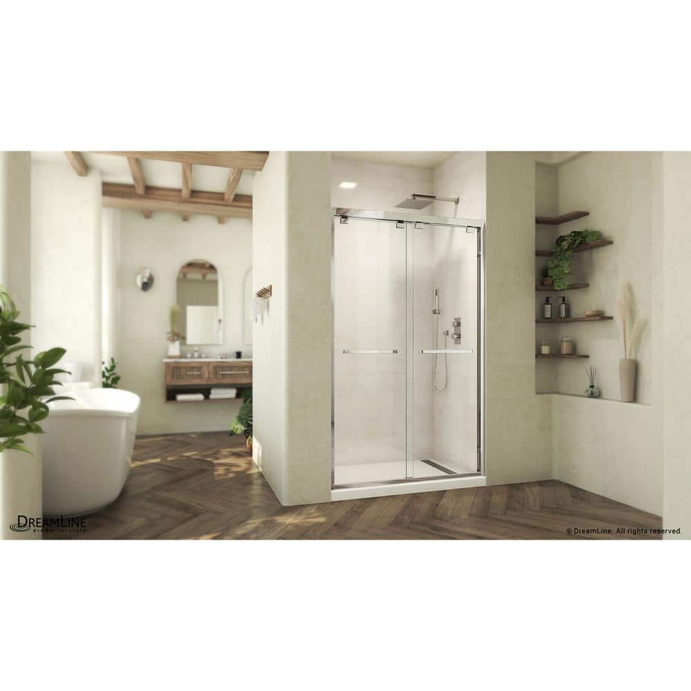 Abbey 48-Inch Frameless Sliding Shower Door in Chrome and Clear Glass