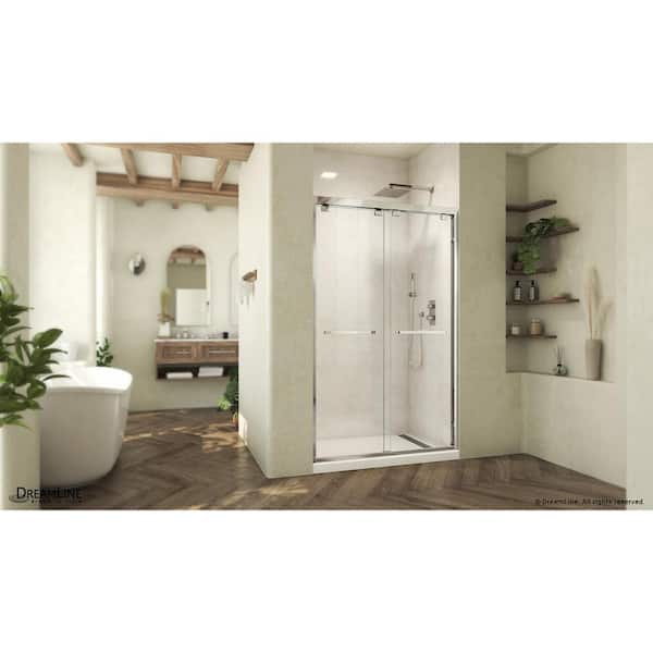 DreamLine Abbey 44 in. to 48 in. W x 76 in. H Frameless Sliding Bypass Shower Door in Chrome