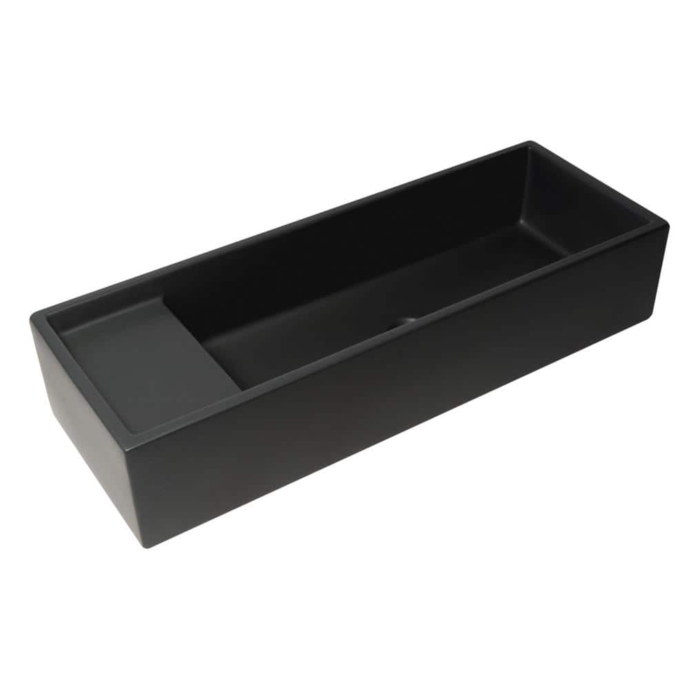 Matte Black Ceramic Rectangular Above-Counter Bathroom Sink