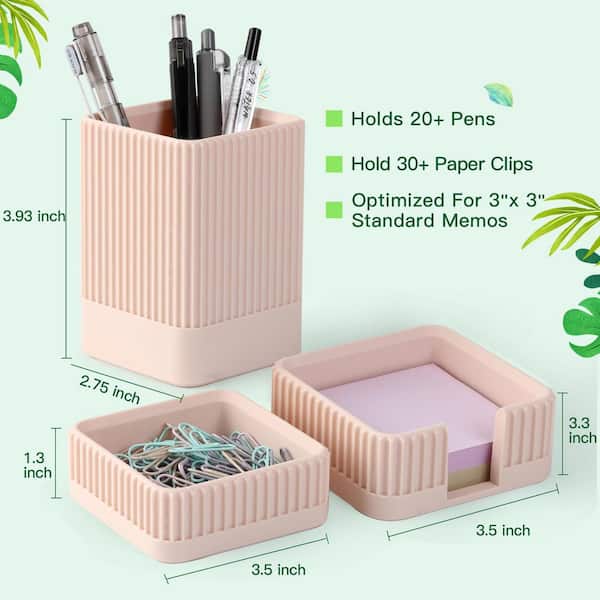 Afoxsos 3-Piece Set Desk Organizer Neutral Color Pen Holder
