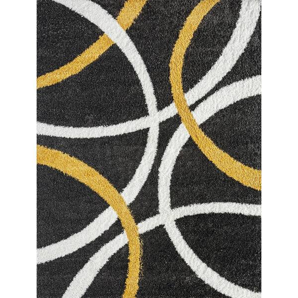 Contemporary 4x6 Area Rug (4' x 5'3'') Abstract Gold, Gold Indoor Rectangle  Easy to Clean 