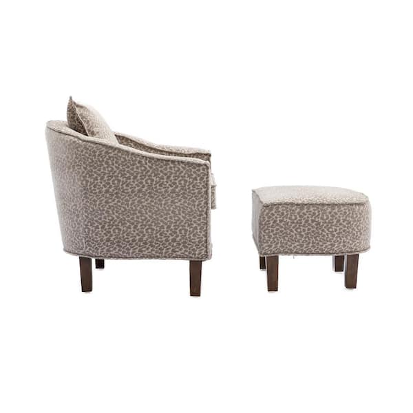 FERPIT Upholstered Linen Bottom Storage Button Tufted Accent Chair