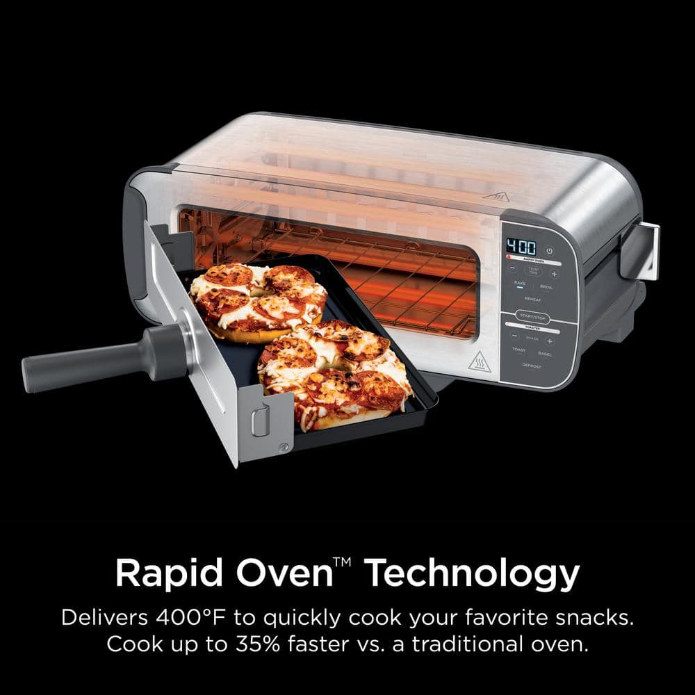 Ninja Ninja Foodi 2-in-1 Flip Toaster, 2-Slice Capacity, Compact Toaster Oven with Reheat and Defrost Functions, 1500 Watts, Stainless Steel