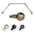 13/16" Dia Adjustable Bay Window Single Curtain Rod 20 to 36", 38 to 72" in Antique Brass with Elliana Finials