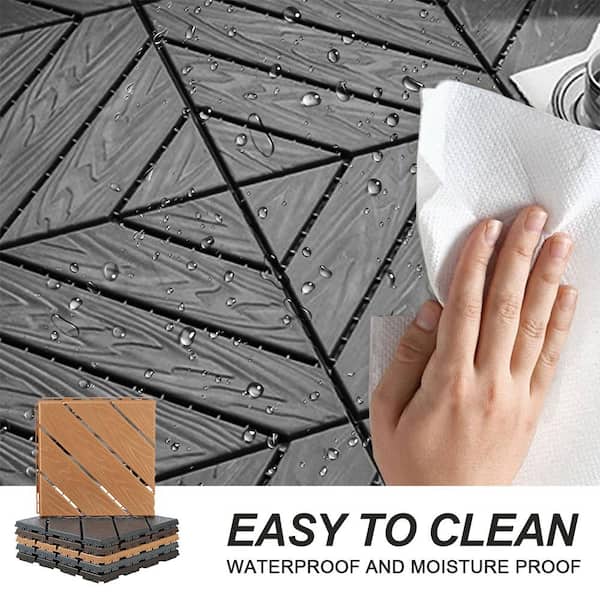 Afoxsos 1 ft. x 1 ft. Dark Gray Plastic Composite Deck Tiles Set, All-Weather Resistant, Easy to DIY and Maintain (20-Pack)