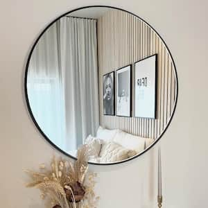 24 in. W x 24 in. H Medium Round Aluminum Frame Wall Mounted Wall Mirror Vanity Mirror