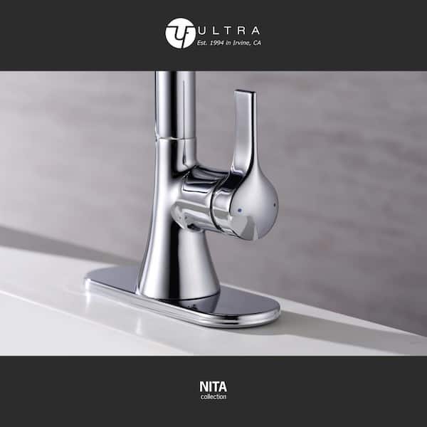 Nita Single-Handle High-Arc Lavatory Single Hole Bathroom Sink Faucet with Drain Assembly in Chrome Polished