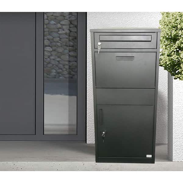 QualArc Everest Black Freestanding Floor Mounted Locking Parcel