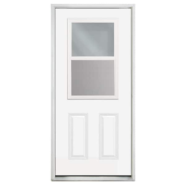 Builders Choice 32 in. x 80 in. Right-Hand/Inswing Vent Lite Clear Glass Primed Steel Prehung Front Door 4-9/16 in. Frame and Brickmould
