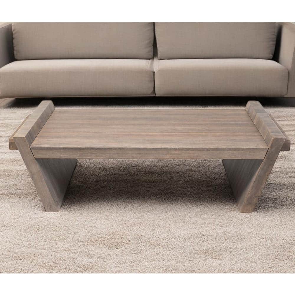 HomeRoots 36 in. Gray Rectangle Wood Coffee Table 2000376302 - The