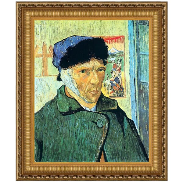 Design Toscano Self Portrait with Bandaged Ear 1889 by Vincent van Gogh Framed People Oil Painting Art Print 21.25 in. x 18.25 in.