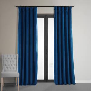 Union Blue Velvet Rod Pocket Blackout Curtain - 50 in. W x 108 in. L (1 Panel)