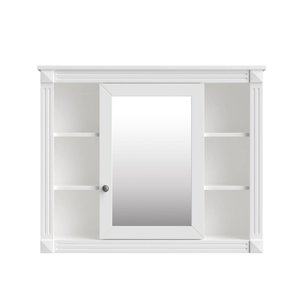 35 in. W x 25 in. H Small Rectangular Silver Recessed/Surface Mount  Tri-View Medicine Cabinet with Mirror QY-MD7673760 - The Home Depot