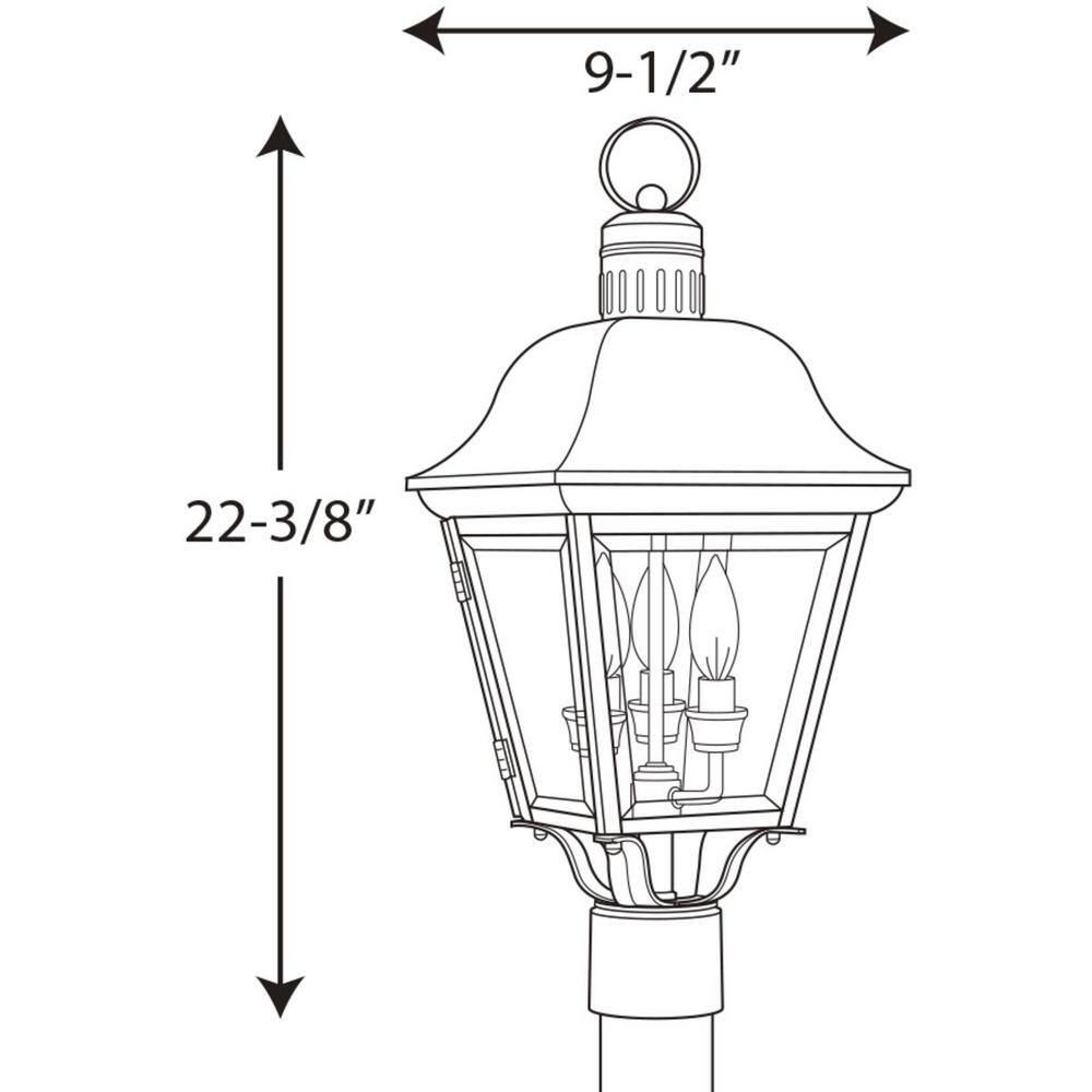 Andover Antique Bronze 3-Light Outdoor Post Lantern with Beveled Glass