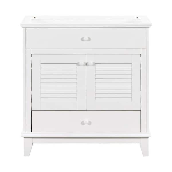 Tileon 30 in. W x 18 in. D x 31 in. H Solid Wood Bath Vanity Cabinet without Top in White