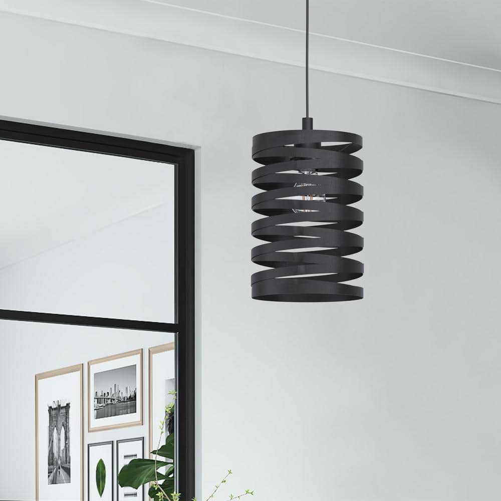 Cremella Contemporary Mini Drum Pendant with Adjustable Black Cord