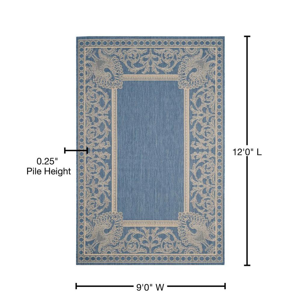 Blue Synthetic Flat Woven Reversible 9' x 12' Rug