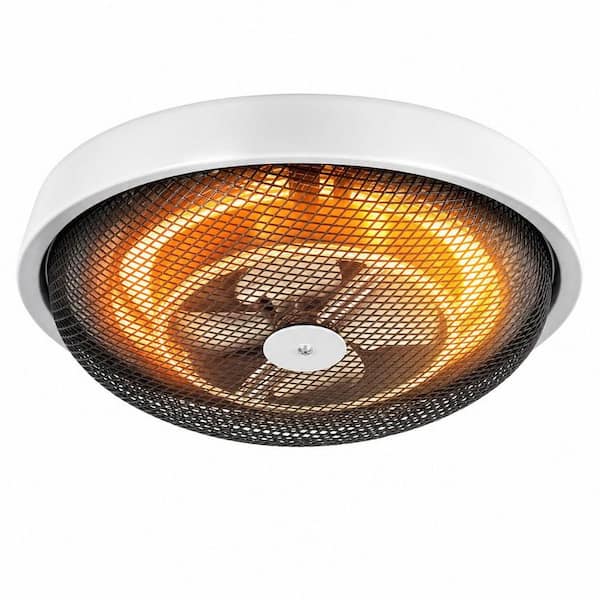 1-Piece Silver Bathroom Ceiling Heater, 1280 W Rapid Heating, with Overheat Protection, for Bathrooms, Kitchens