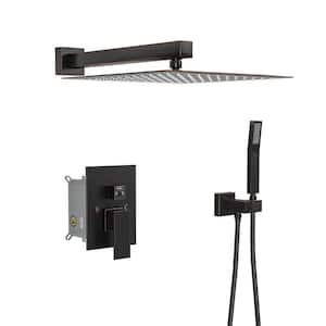 2-Spray 12 in. Dual Shower Head Wall Mount Fixed Rain Shower Head and Handheld 2.0 GPM in Oil Rubbed Bronze