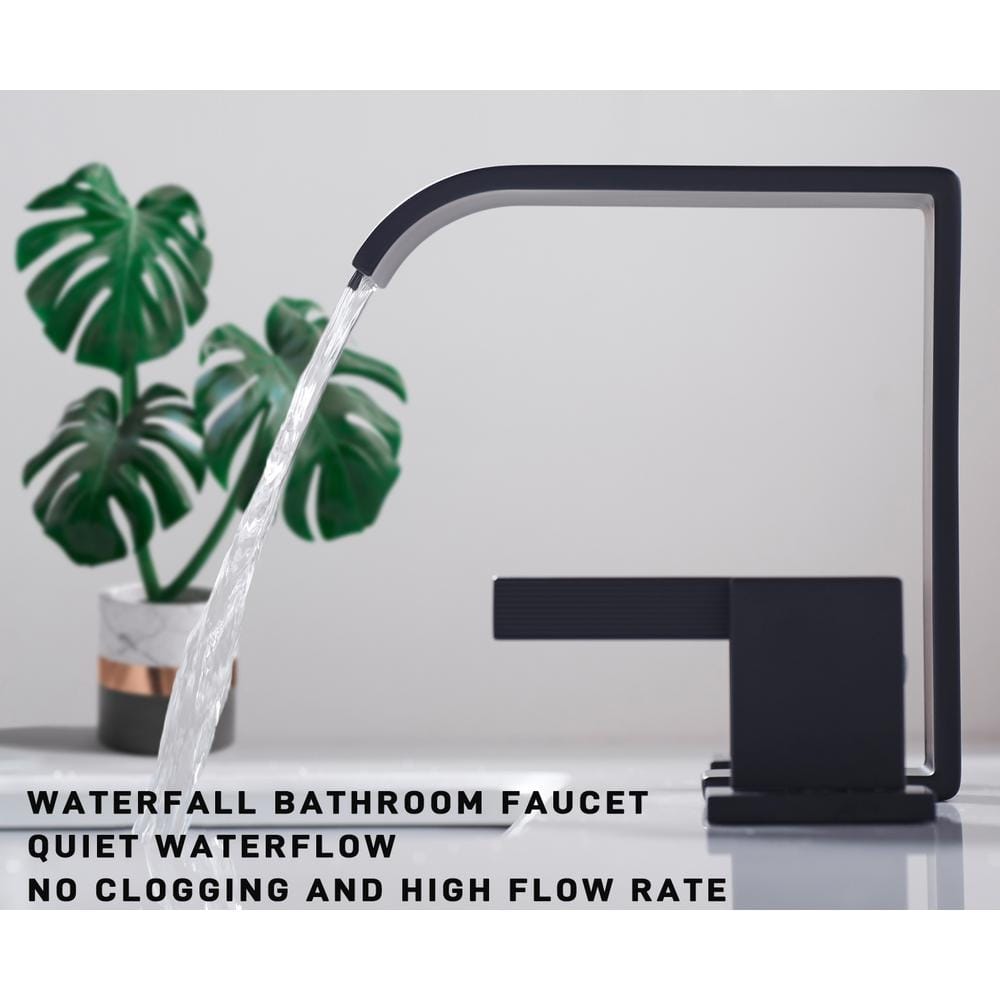 Matte Black Stainless Steel 8-Inch Widespread Bathroom Faucet