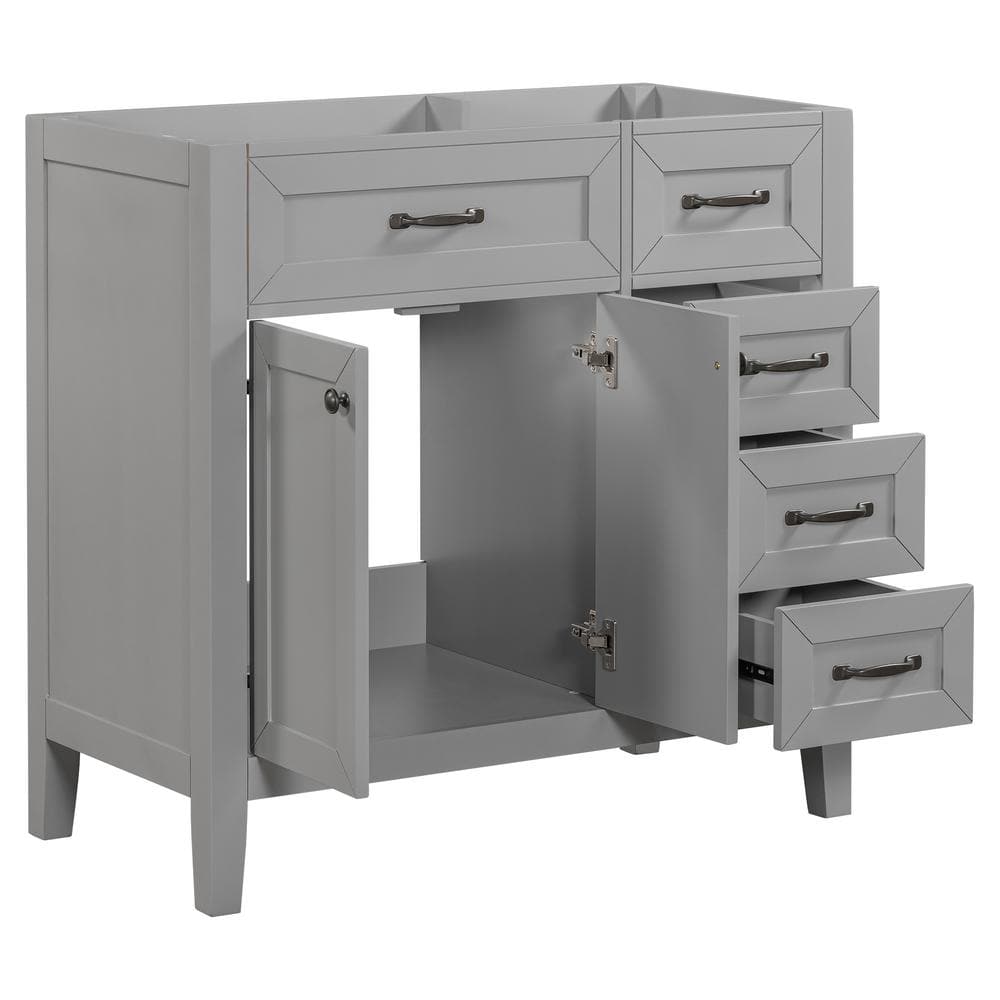35.5 in. W x 17.7 in. D x 35 in. H Bathroom Gray Linen Cabinet