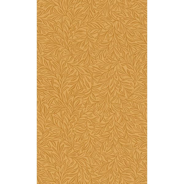 Orange Minimalist Tropical Leaves Metallic Shelf Liner Non- Woven Non-Pasted Wallpaper (57 sq. ft.) Double Roll