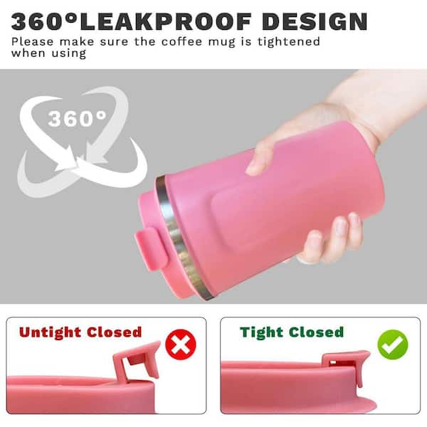 12 oz. Pink Stainless Steel Insulated Travel Coffee Mug with Lid