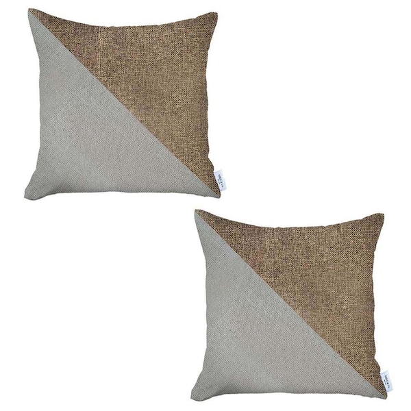 Mike&Co. New York Bohemian Set of 2 Handmade Decorative Throw Pillow Solid Jacquard 18 x 18 Square for Couch, Bedding - Brown
