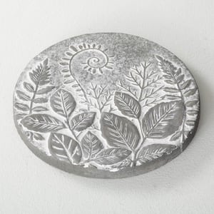11 in. x 11 in. x 1 in. Round Cement Botanical Stepping Stone