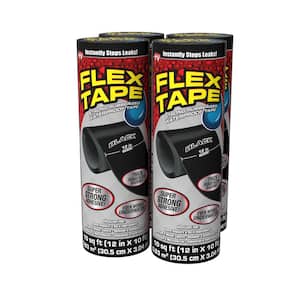 Flex Tape Black 12 in. x 10 ft. Strong Rubberized Waterproof Tape (4-Piece)
