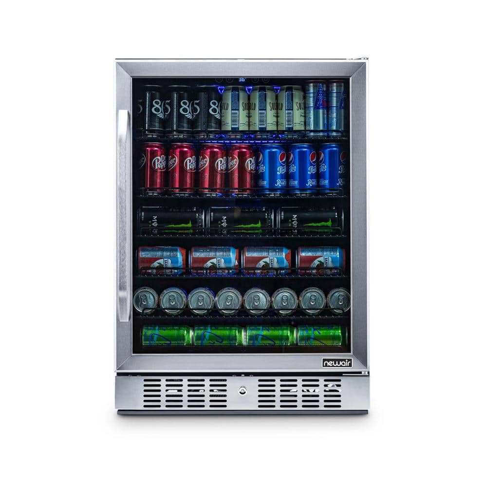 Stainless Steel 177-Can Beverage Fridge with Glass Door