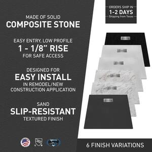 42 in. L x 42 in. W x 1.125 in. H Solid Composite Stone Shower Pan Base with Center Back Drain in Graphite Sand