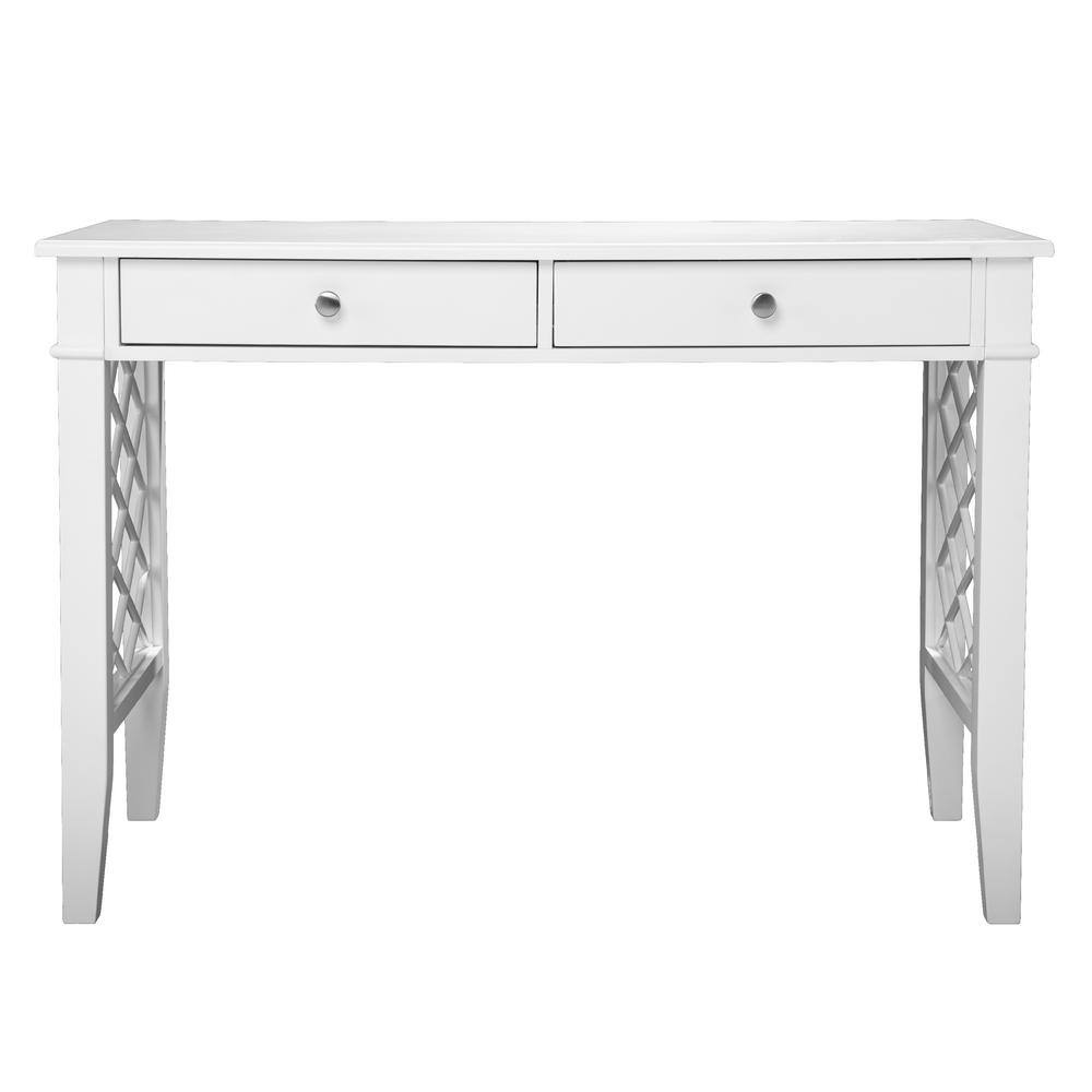 UPC 037732109411 product image for Glenburg 43 in. Rectangular White Wood 2 Drawer Writing Desk with Storage | upcitemdb.com