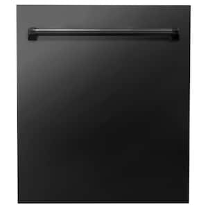 24 in. Top Control 6-Cycle Compact Dishwasher with 2 Racks in Black Stainless Steel & Traditional Handle