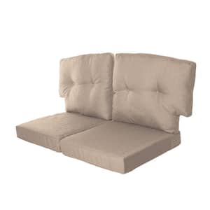 Charlottetown 23.5 in. x 26.5 in. 4-Piece Outdoor Loveseat Cushion Set in Tan