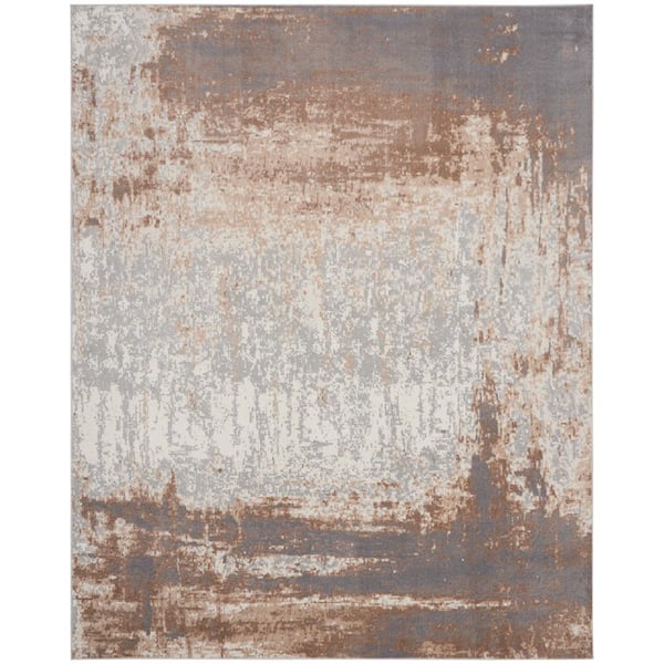 Nourison Elation Grey Ivory 8 ft. x 10 ft. All-Over Design Contemporary Area Rug