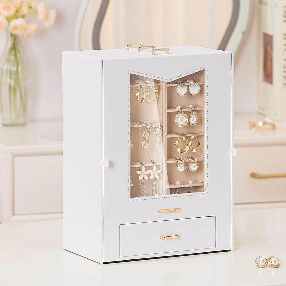 White 8.5 in. x 11.5 in. Polyurethane Modern Jewelry Box with
