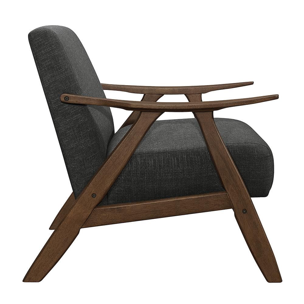 Dark Gray Mid-Century Modern Wood Accent Chair